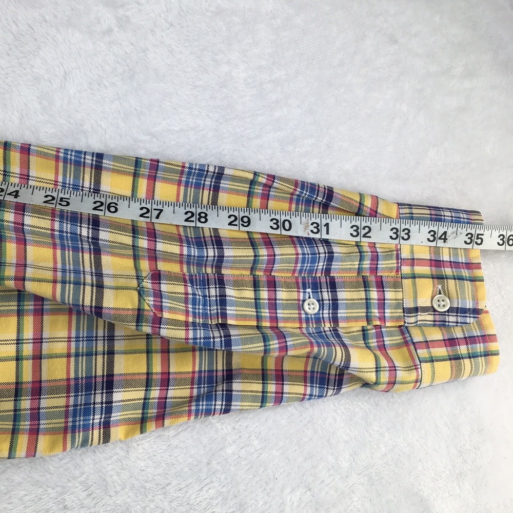 Ralph Lauren Shirt Mens XL Yellow Plaid Classic Fit Embroidered Long Sleeves - Picture 9 of 10